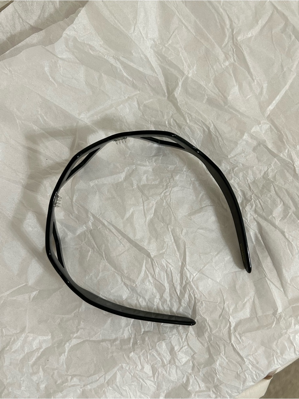 NEW Wardani handmade in France black Plastic Headband with preppy square detail